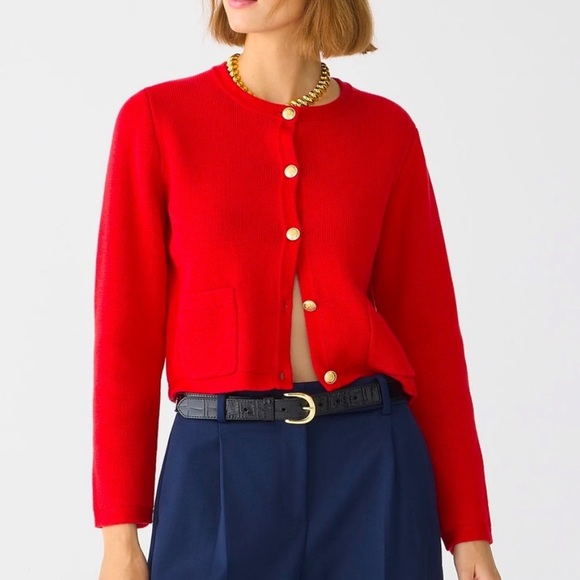 Emilie patch pocket sweater lady jacket in red